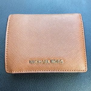 Michael Kors travel flap card holder wallet brown